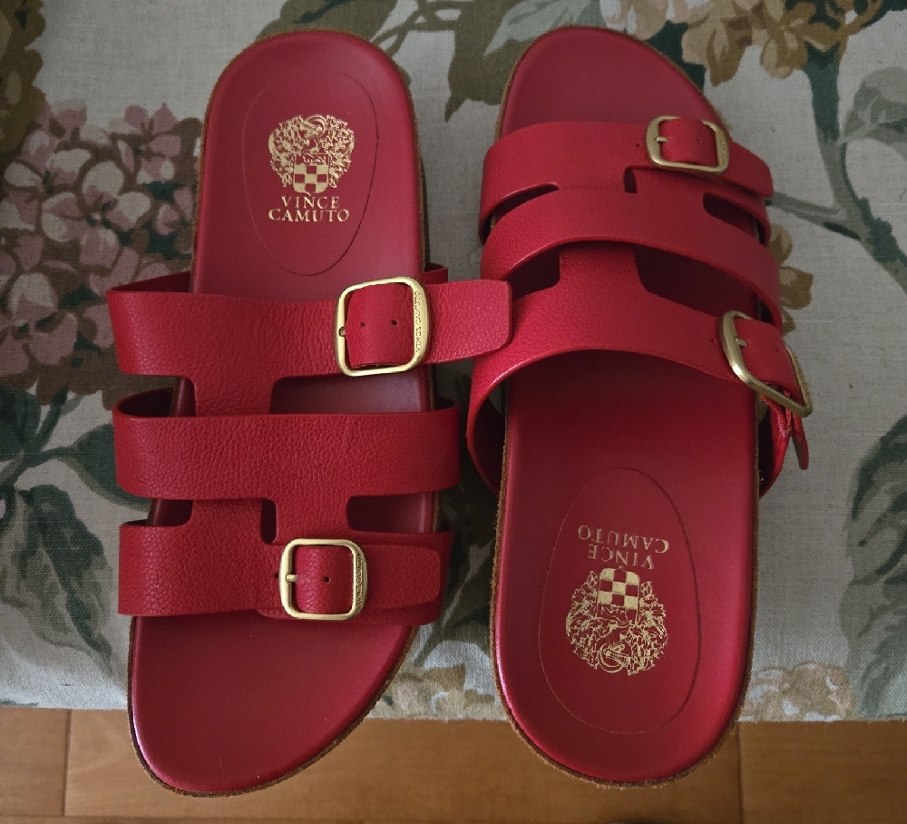 Vince Camuto Red Slide Sandals with Adjustable Straps